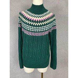 Style & Co Women's Green Fair Isle Knit Sweater Size Small Multicolor NWOT's